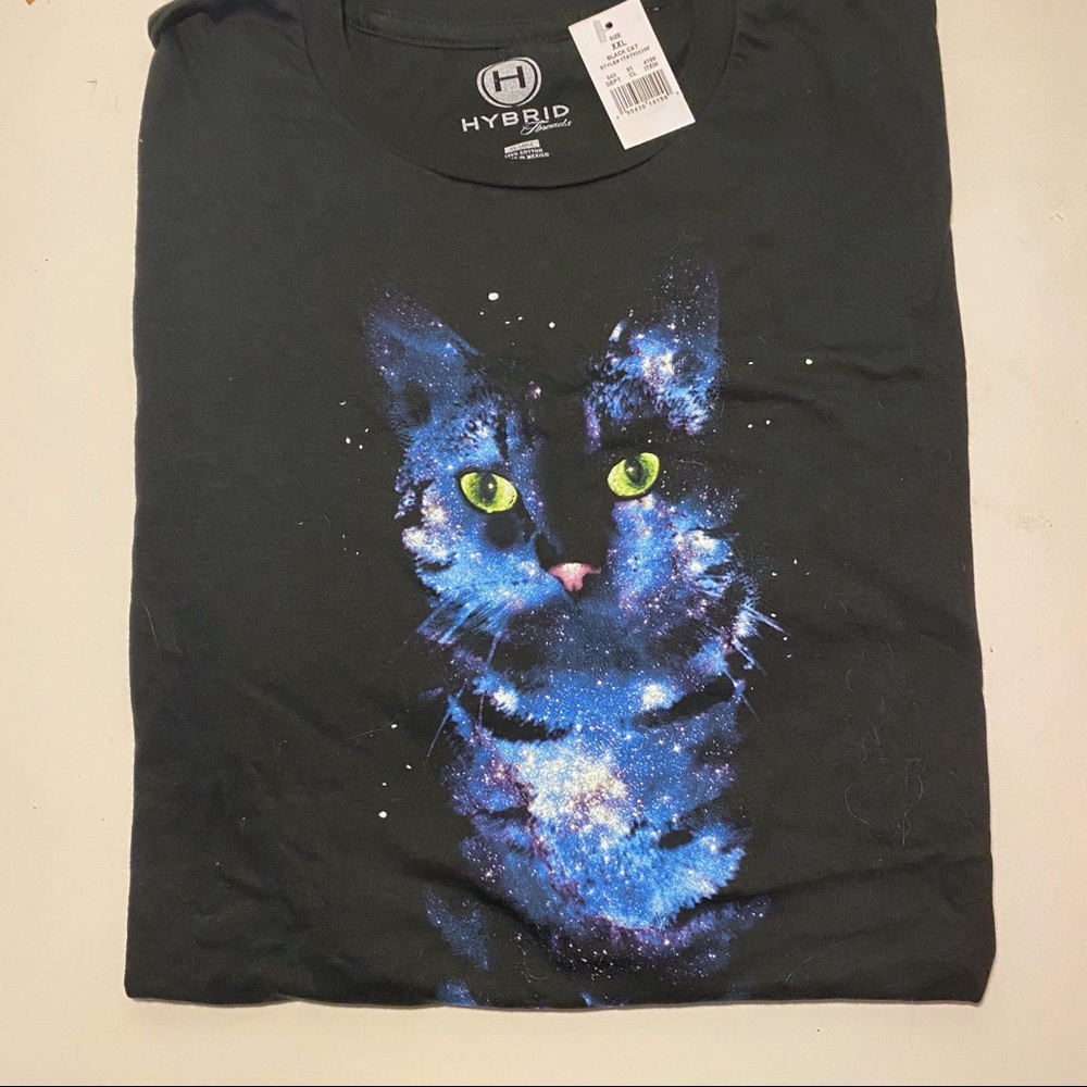 Galaxy print cat shirt unisex